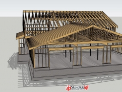 木构建筑SU模型下载