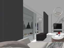 现代简约风格单身公寓室内装饰设计SU模型下载