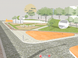 城市带状绿地景观设计SU模型下载