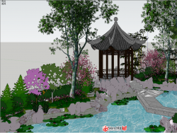 苏式园林景观庭院设计su模型