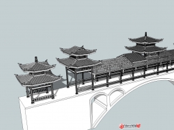 中式风雨长廊SU模型下载