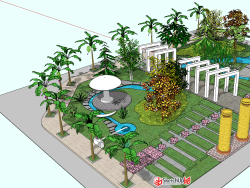 花园景观设计SU模型