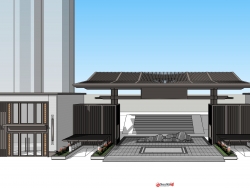 新中式底商建筑设计SU模型下载