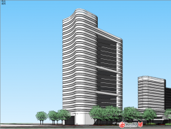 现代高层酒店建筑设计SU模型下载