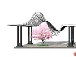 分享新亚洲新中式景观亭子景观廊架SU模型