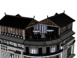 中式商业古建筑设计SU模型下载
