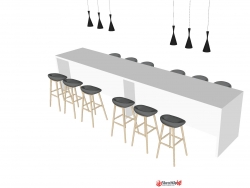 吧台/客厅/餐厅/适用，桌椅沙发组合SU模型下载