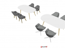 餐饮区/休闲区/讨论区适用 桌椅组合SU模型下载【第三趴】