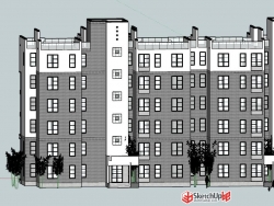 中式多层住宅建筑设计SU模型下载