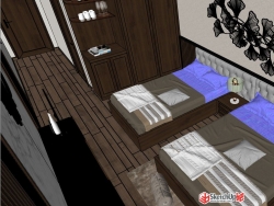 超好看的酒店标间卧室的SketchUp模型分享