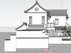 新中式小别墅SU模型下载带CAD，带全套施工图
