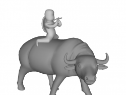 中式骑牛牧童雕塑SU模型下载