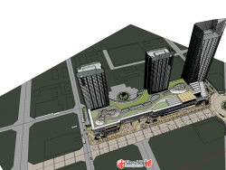 商业综合体商业街建筑景观设计SU模型下载