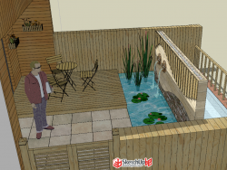 庭院水景景墙小品SU模型下载