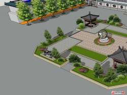 一个单位内小广场景观设计SU模型