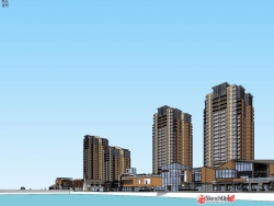 现代风格滨河商业高层住宅建筑设计34亩