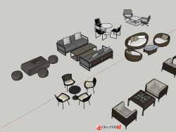 户外家具模型、外摆、座椅，可用于展示区、大区、洽谈区