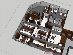 新中式办公室模型