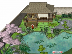 分享一个日式枯山水景观小品模型