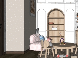 可爱儿童房卧室，兔子元素主题的家具