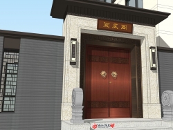 新中式合院别墅大门