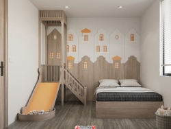 儿童房小卧室 带滑梯游乐设施的设计