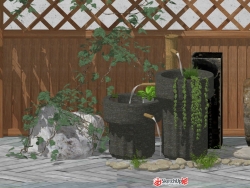 中式花园小景节点（26）篱笆围墙