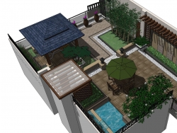 两个原创的屋顶花园景观模型