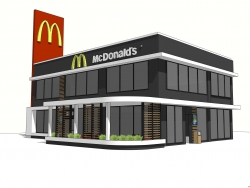 一个独立的麦当劳建筑 模型附上