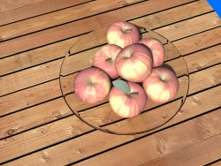 一盘有标记的苹果