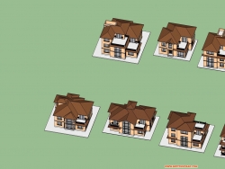 八栋不同设计的别墅，带模型（有墙体）