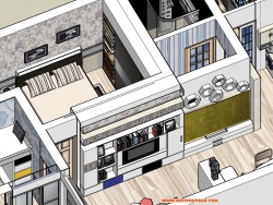 小户型住宅SU模型-现代风格室内设计