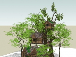 新手做的SU树屋模型。。