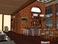 咖啡馆室内设计SU模型分享