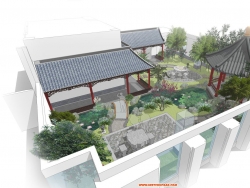 SU裸图——中式屋顶花园