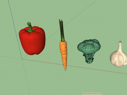 几个景观小品蔬菜模型，供大家下载，红宝石！