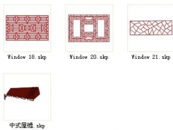 中式元素窗花、雕花、花纹