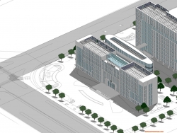 现代风格医院SU模型下载，综合医疗建筑设计