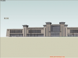 高铁火车站建筑立面改造-SU模型下载