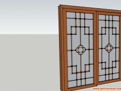 中式木质推拉门简单模型一个