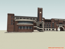 职业中学SU模型下载 学校教学楼建筑设计