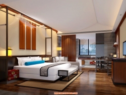 中式酒店客房SU模型-客房卧室室内设计