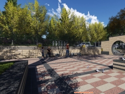 新中式广场与景墙景观模型分享