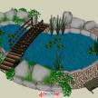 花园水池及景观桥SU模型下载