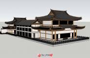 叠翠堂古典建筑寺庙建筑SU模型下载