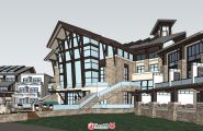 东南亚风格酒店建筑设计SketchUp模型下载