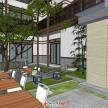 中国休闲会所的室内外建筑景观设计SU模型下载
