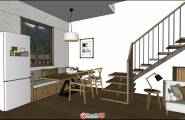 极简日式住宅室内设计SU模型分享
