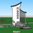 乡村公路文化驿站及村中文化广场景观设计SU模型分享