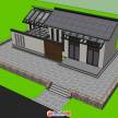 驿站新中式厕所建筑设计SU模型分享